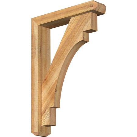 Ekena Millwork Merced Craftsman Rough Sawn Bracket w/ Offset Brace, Western Red Cedar, 4"W x 18"D x 26"H BKT0402X18X26MRC04RWR